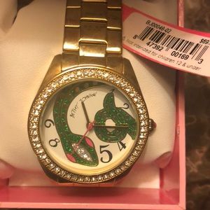 Betsey Johnson gold snake animal print watch